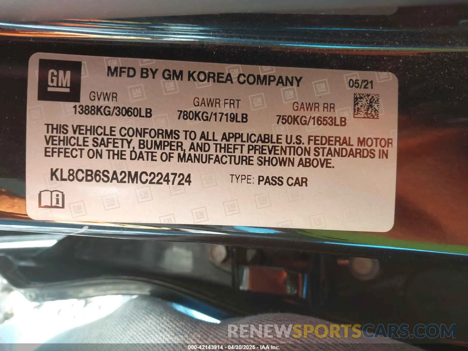 9 Фотография поврежденного автомобиля KL8CB6SA2MC224724 CHEVROLET SPARK 2021