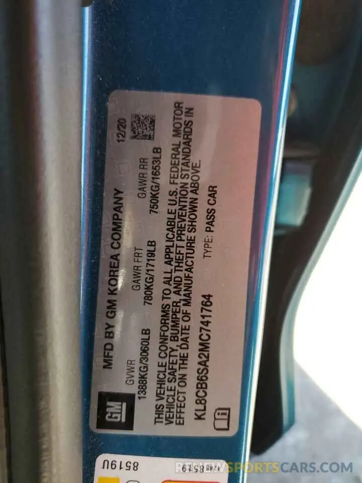 12 Фотография поврежденного автомобиля KL8CB6SA2MC741764 CHEVROLET SPARK 2021