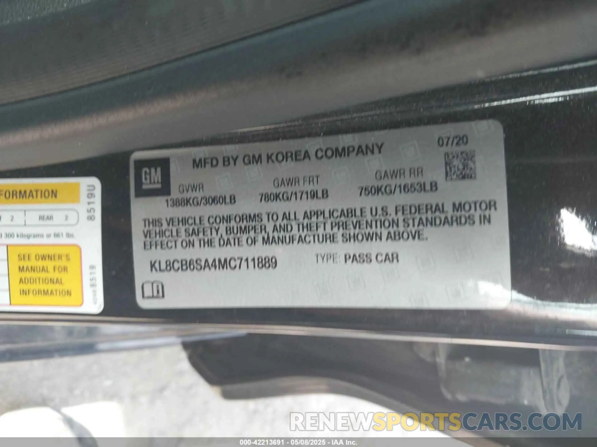 9 Фотография поврежденного автомобиля KL8CB6SA4MC711889 CHEVROLET SPARK 2021