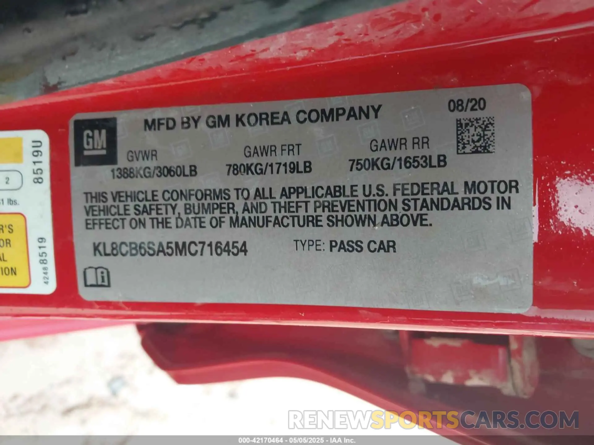 9 Фотография поврежденного автомобиля KL8CB6SA5MC716454 CHEVROLET SPARK 2021