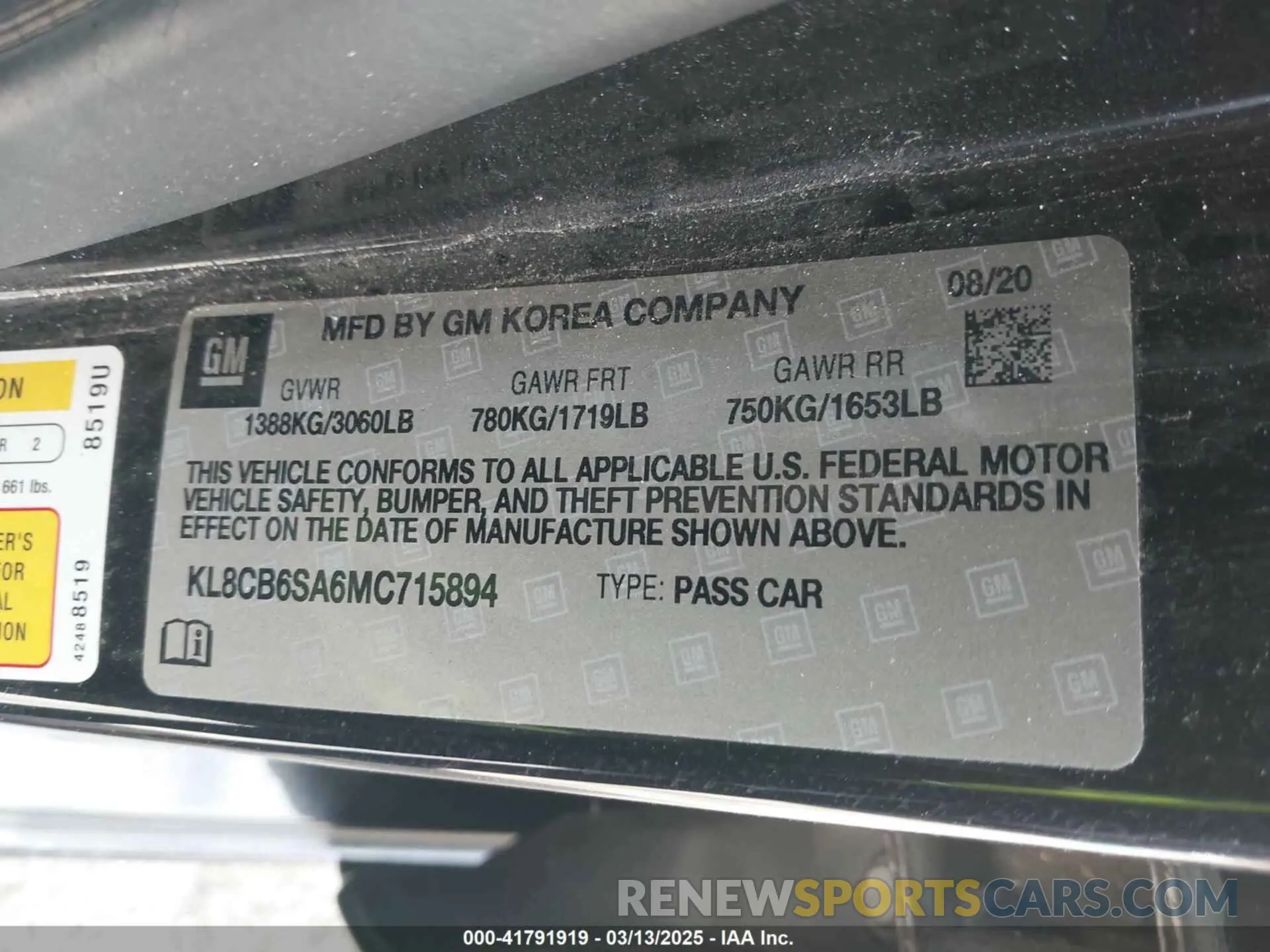 9 Фотография поврежденного автомобиля KL8CB6SA6MC715894 CHEVROLET SPARK 2021