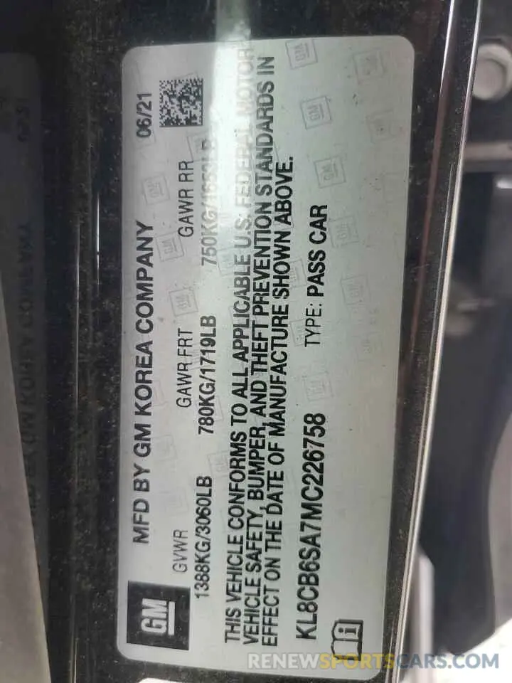 12 Photograph of a damaged car KL8CB6SA7MC226758 CHEVROLET SPARK 2021