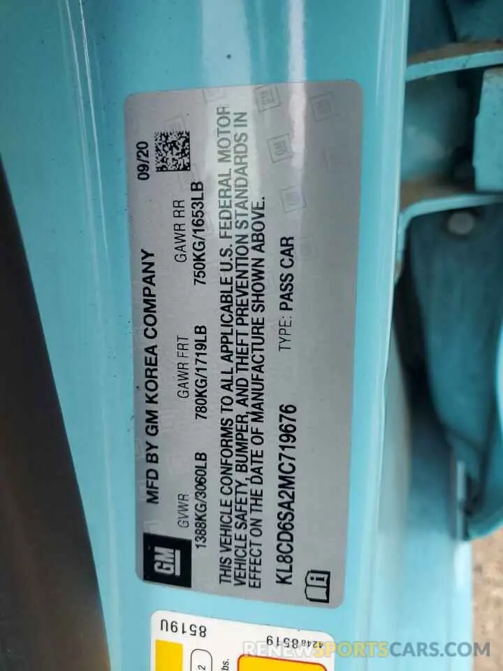 12 Фотография поврежденного автомобиля KL8CD6SA2MC719676 CHEVROLET SPARK 2021