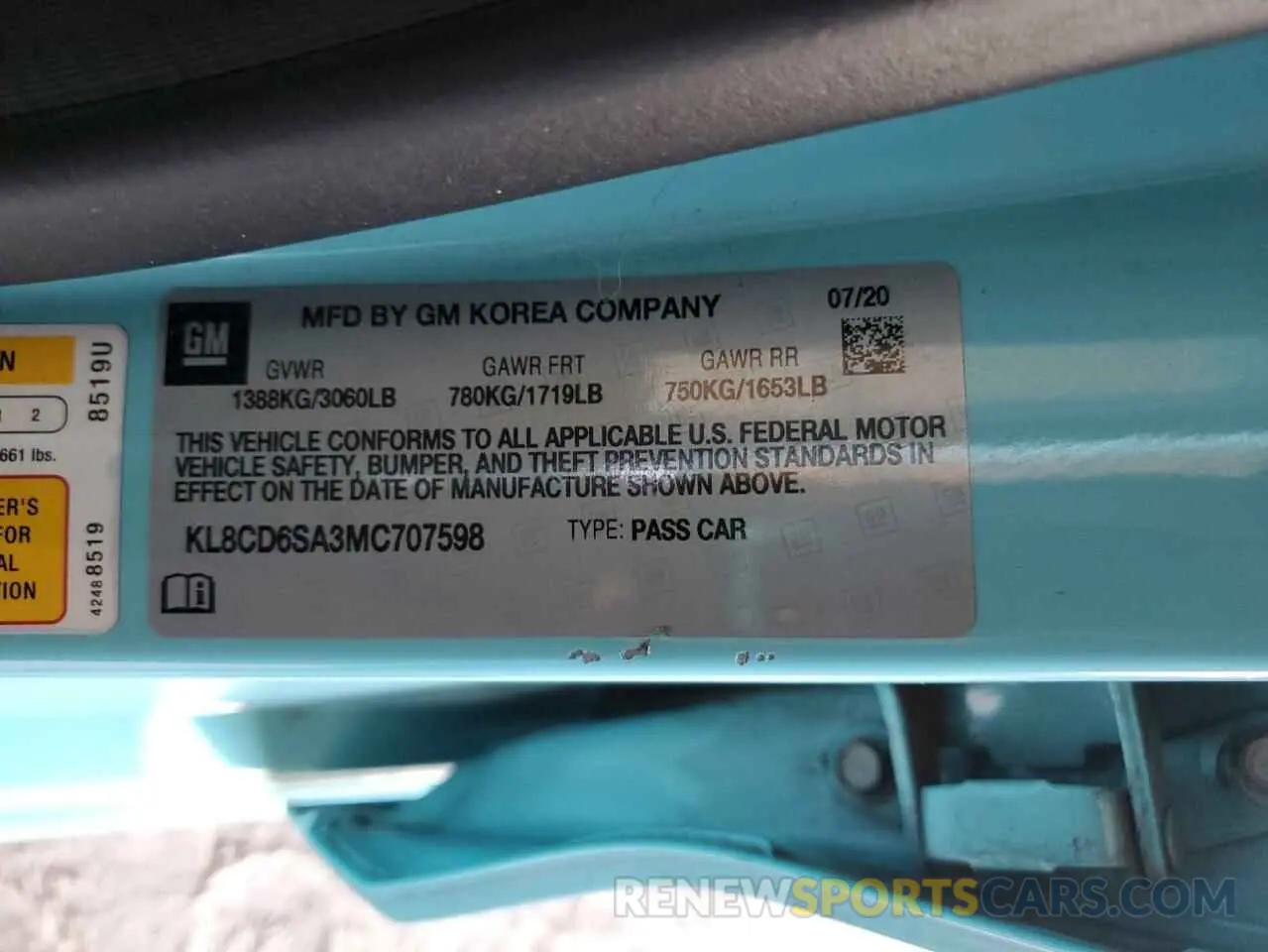 12 Photograph of a damaged car KL8CD6SA3MC707598 CHEVROLET SPARK 2021