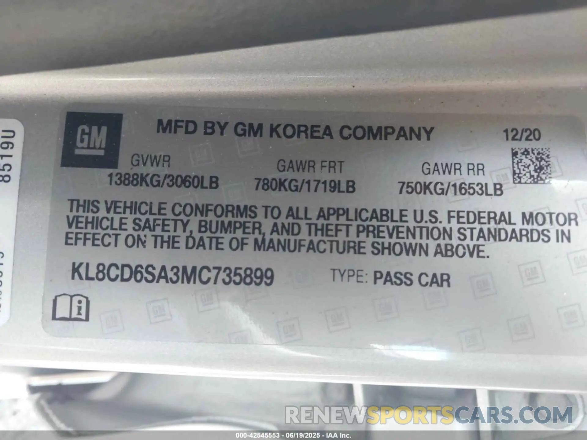 9 Photograph of a damaged car KL8CD6SA3MC735899 CHEVROLET SPARK 2021