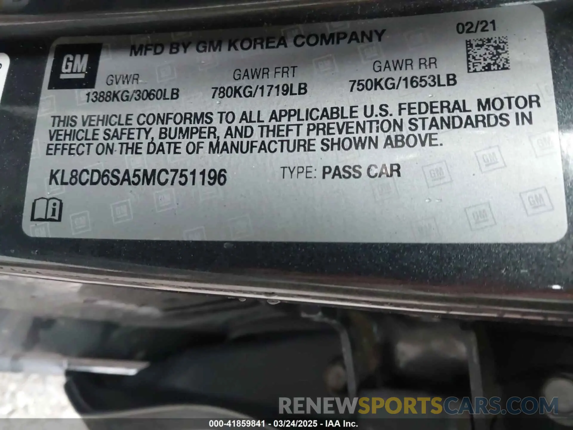 9 Фотография поврежденного автомобиля KL8CD6SA5MC751196 CHEVROLET SPARK 2021