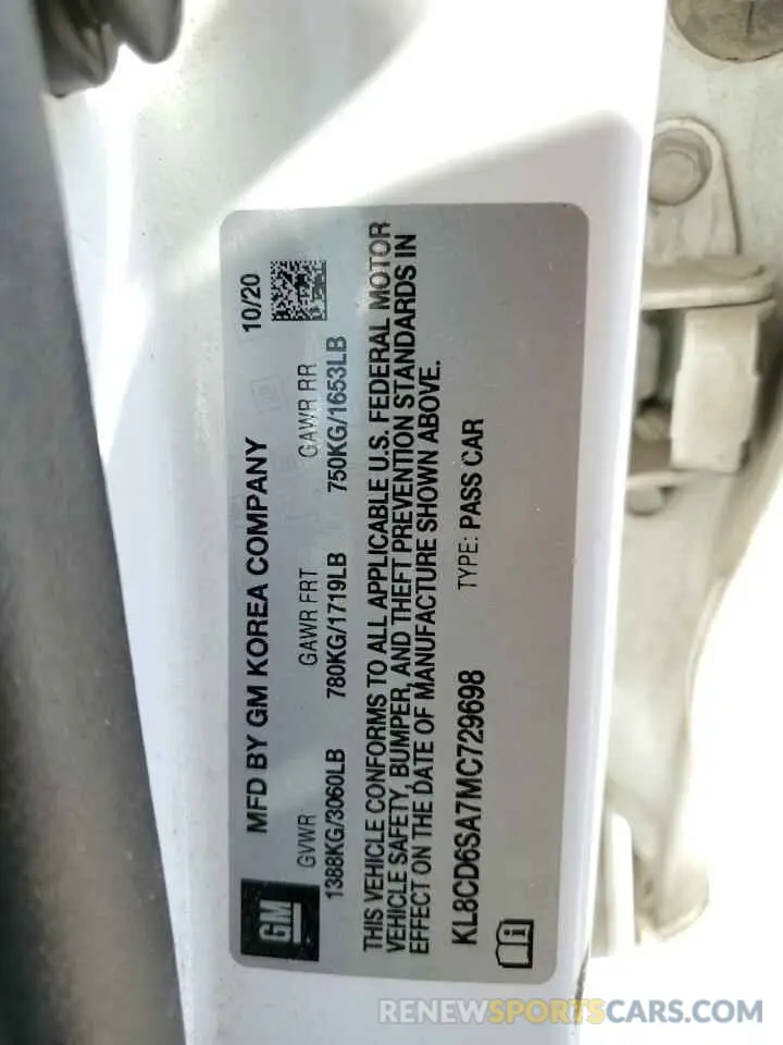 13 Фотография поврежденного автомобиля KL8CD6SA7MC729698 CHEVROLET SPARK 2021