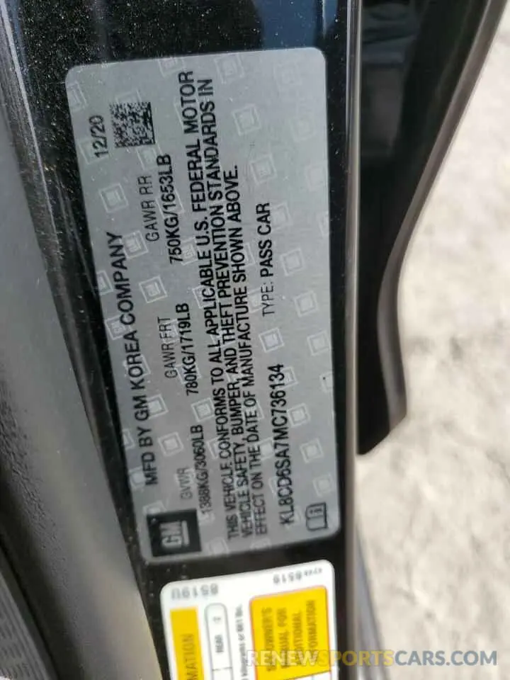 12 Фотография поврежденного автомобиля KL8CD6SA7MC736134 CHEVROLET SPARK 2021