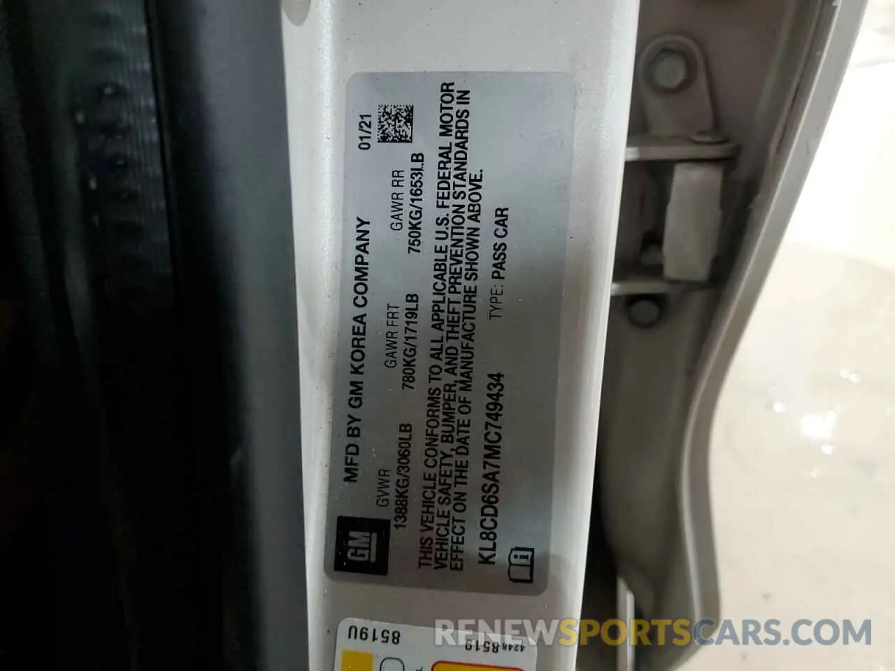 12 Фотография поврежденного автомобиля KL8CD6SA7MC749434 CHEVROLET SPARK 2021