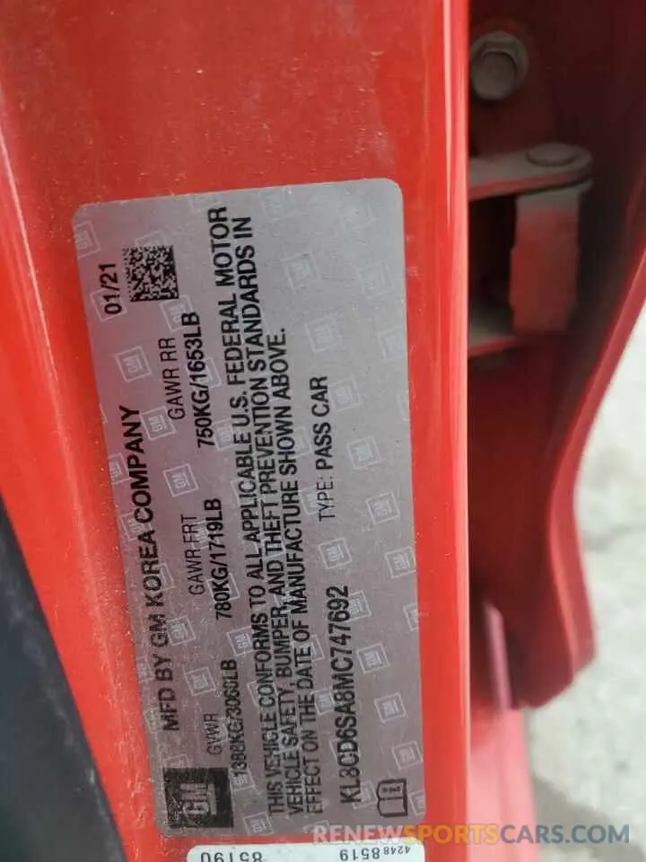 13 Фотография поврежденного автомобиля KL8CD6SA8MC747692 CHEVROLET SPARK 2021
