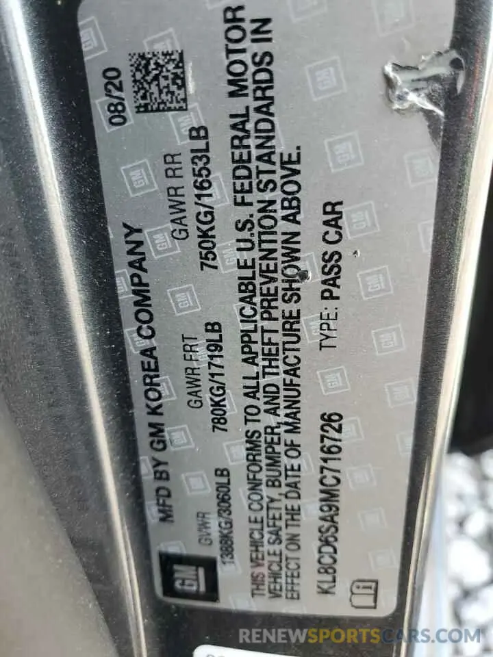 12 Фотография поврежденного автомобиля KL8CD6SA9MC716726 CHEVROLET SPARK 2021