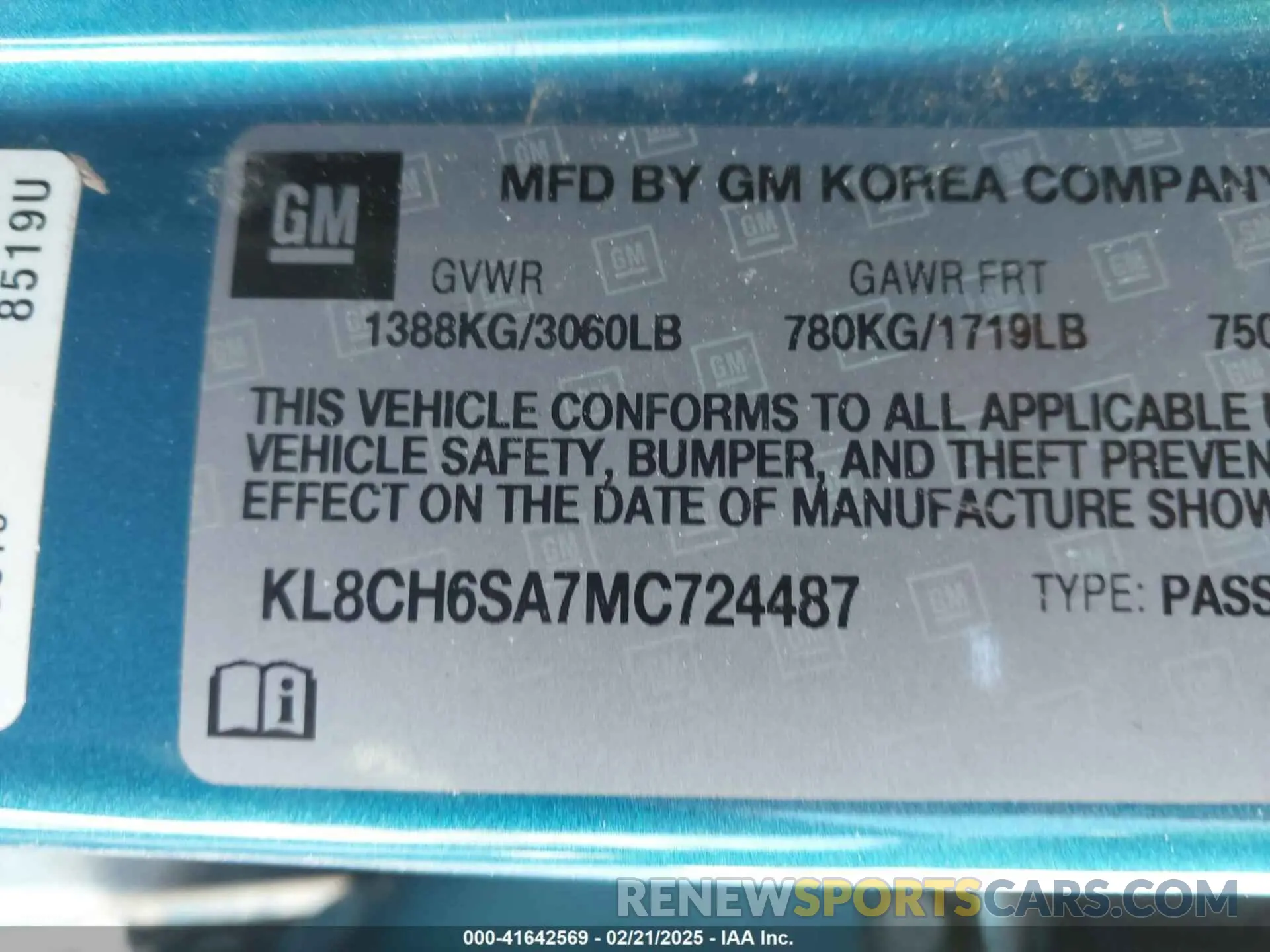 9 Photograph of a damaged car KL8CH6SA7MC724487 CHEVROLET SPARK 2021