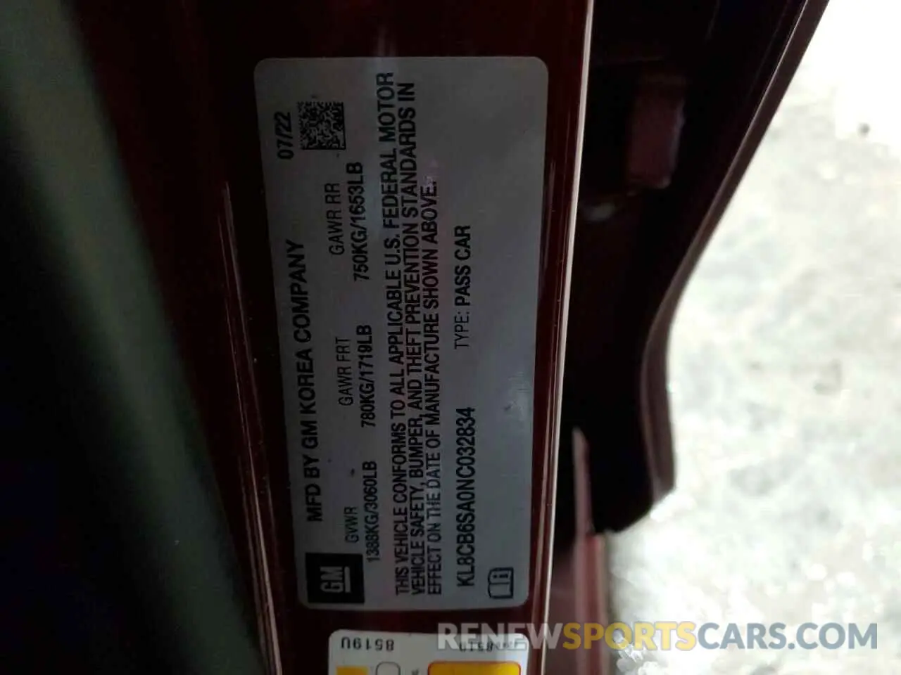 12 Фотография поврежденного автомобиля KL8CB6SA0NC032834 CHEVROLET SPARK 2022