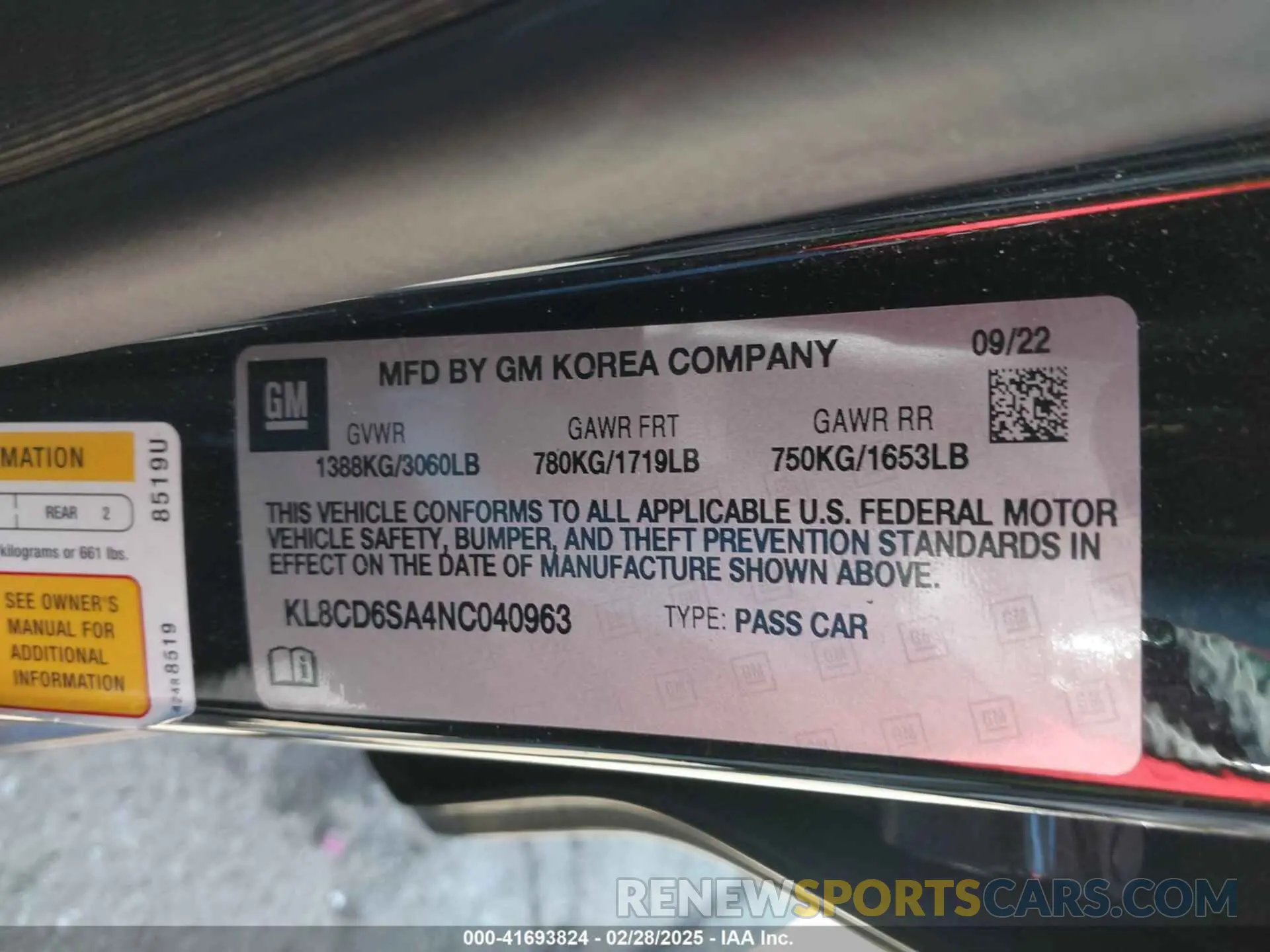 9 Фотография поврежденного автомобиля KL8CD6SA4NC040963 CHEVROLET SPARK 2022