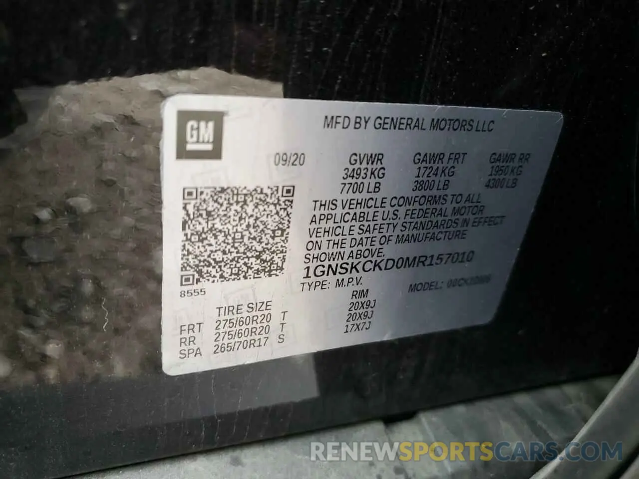13 Photograph of a damaged car 1GNSKCKD0MR157010 CHEVROLET SUBURBAN 2021