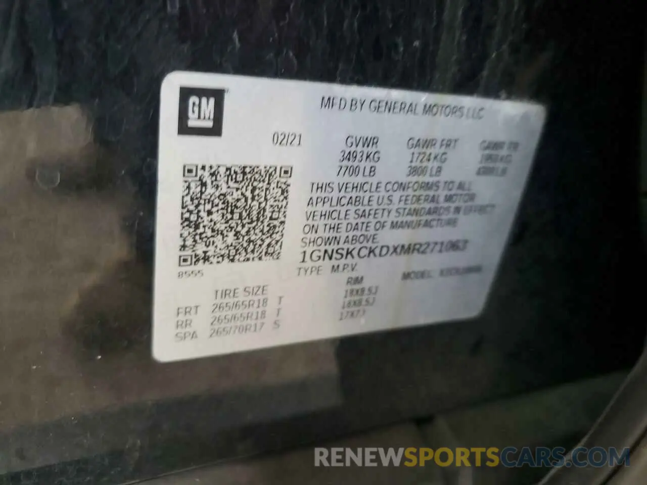 15 Фотография поврежденного автомобиля 1GNSKCKDXMR271063 CHEVROLET SUBURBAN 2021