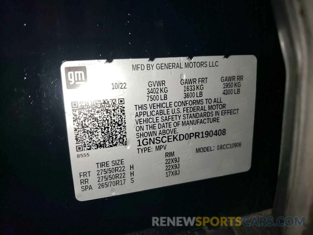 13 Photograph of a damaged car 1GNSCEKD0PR190408 CHEVROLET SUBURBAN 2023