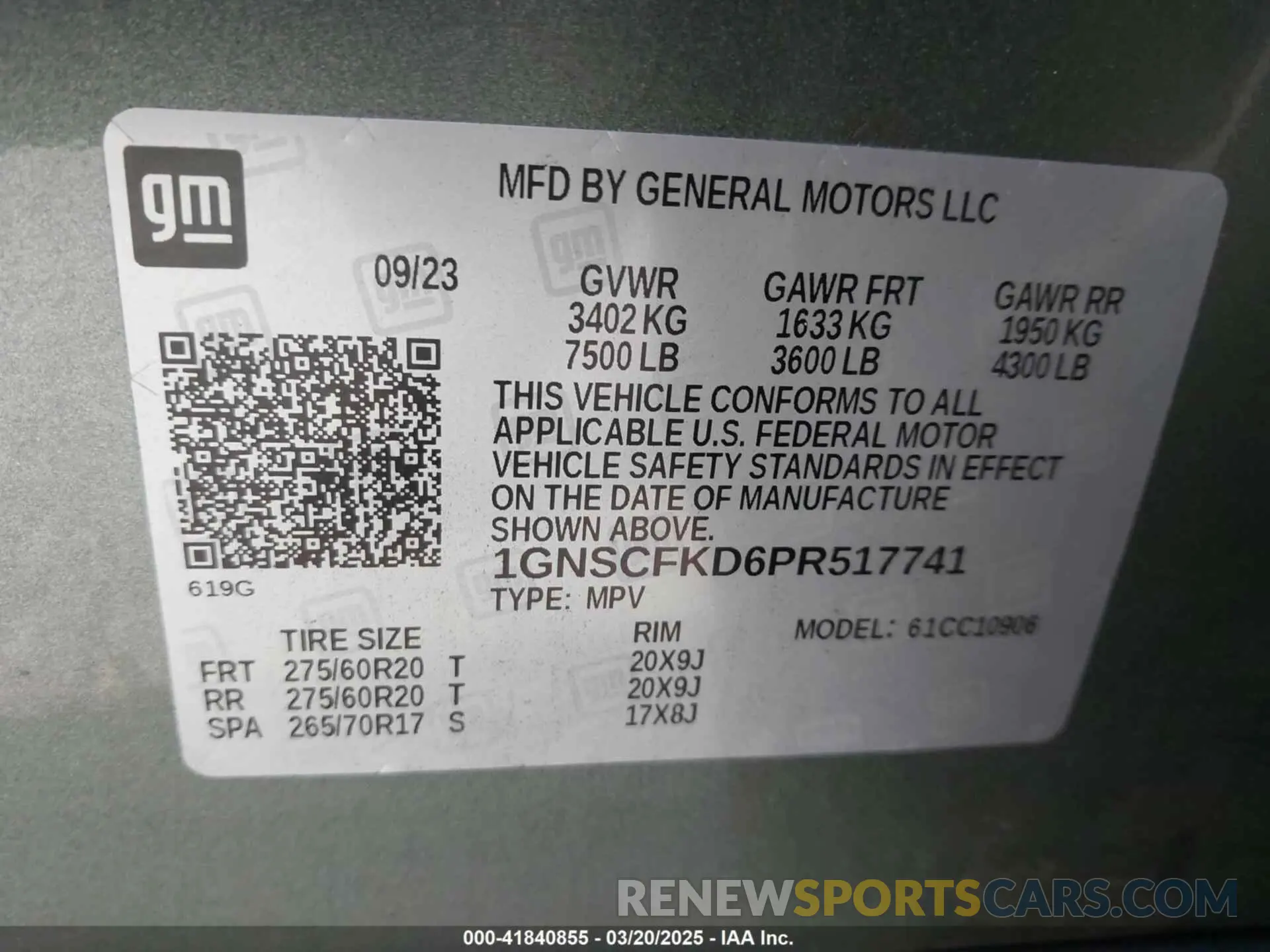 9 Photograph of a damaged car 1GNSCFKD6PR517741 CHEVROLET SUBURBAN 2023