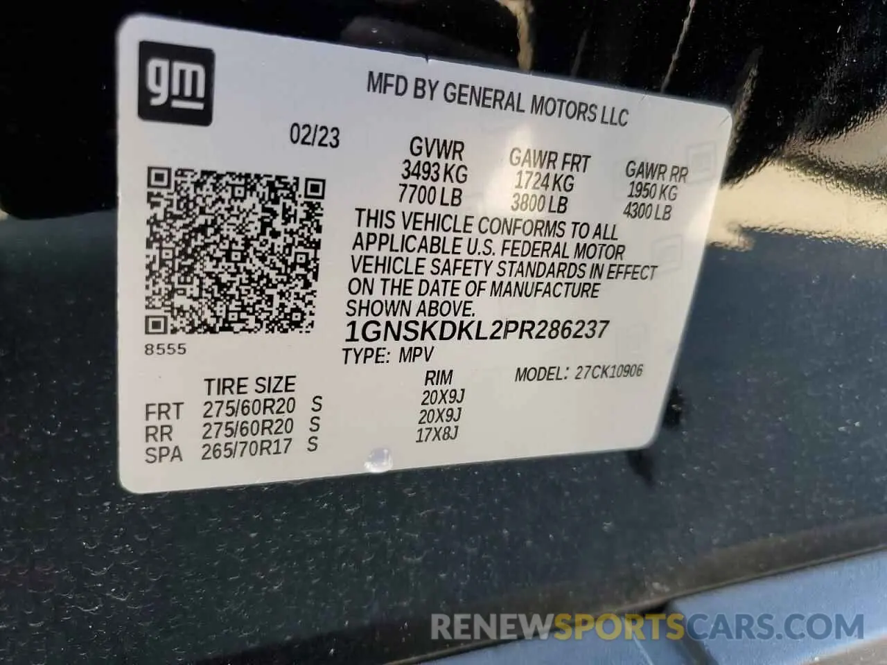 14 Photograph of a damaged car 1GNSKDKL2PR286237 CHEVROLET SUBURBAN 2023