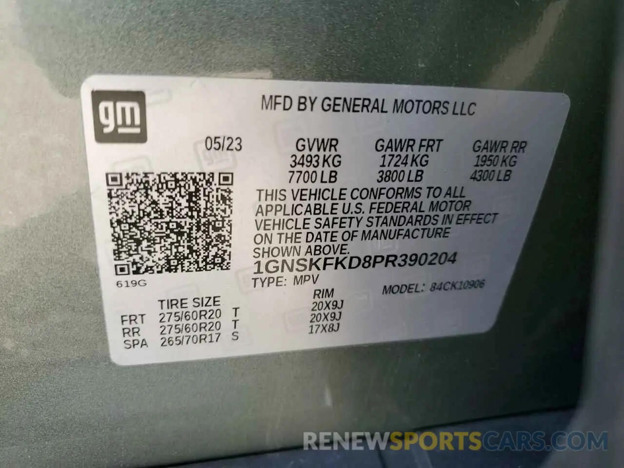 14 Photograph of a damaged car 1GNSKFKD8PR390204 CHEVROLET SUBURBAN 2023