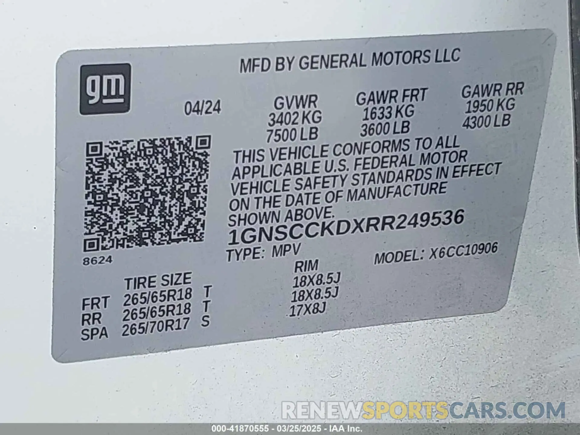 9 Photograph of a damaged car 1GNSCCKDXRR249536 CHEVROLET SUBURBAN 2024