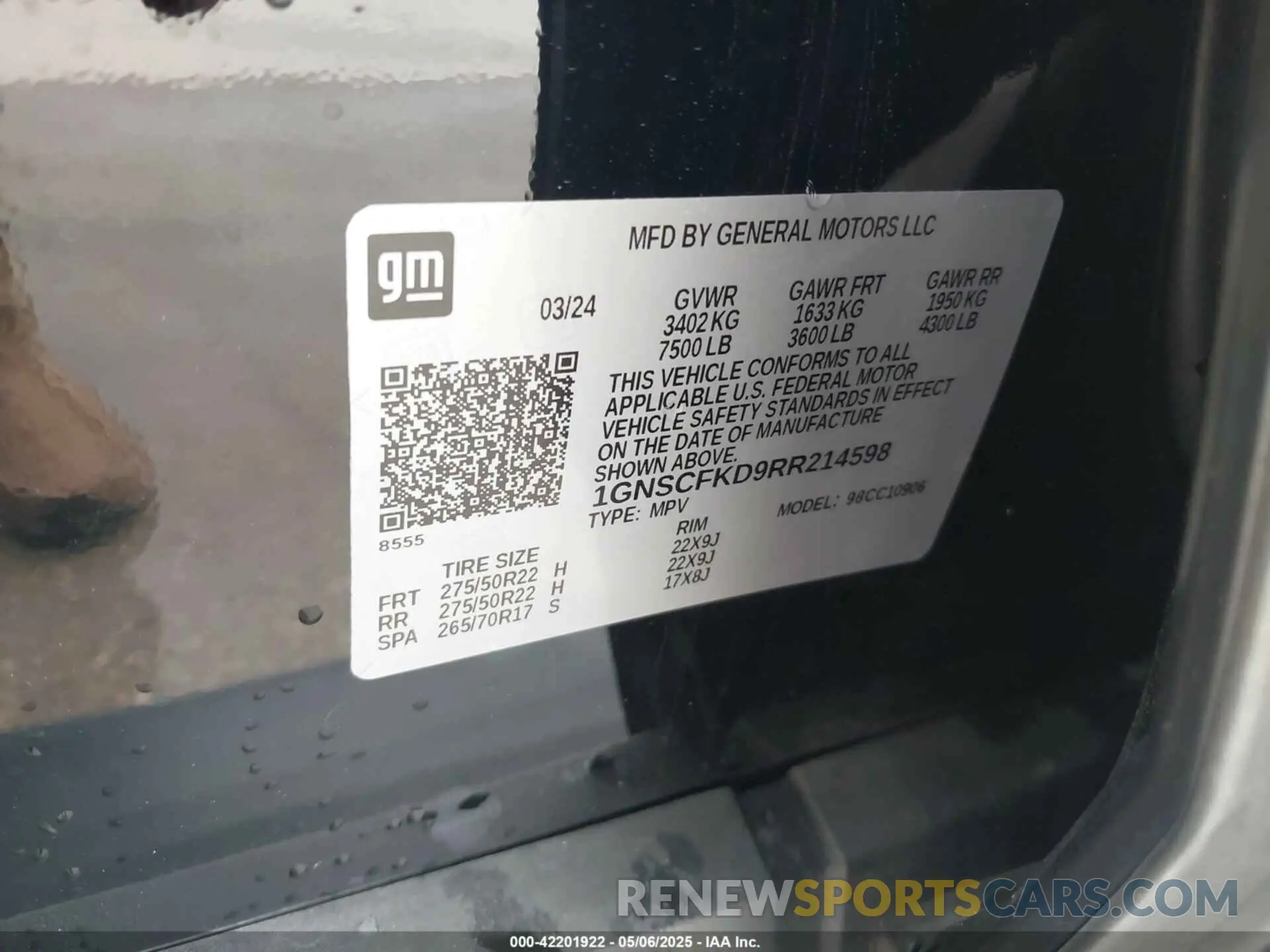 9 Фотография поврежденного автомобиля 1GNSCFKD9RR214598 CHEVROLET SUBURBAN 2024