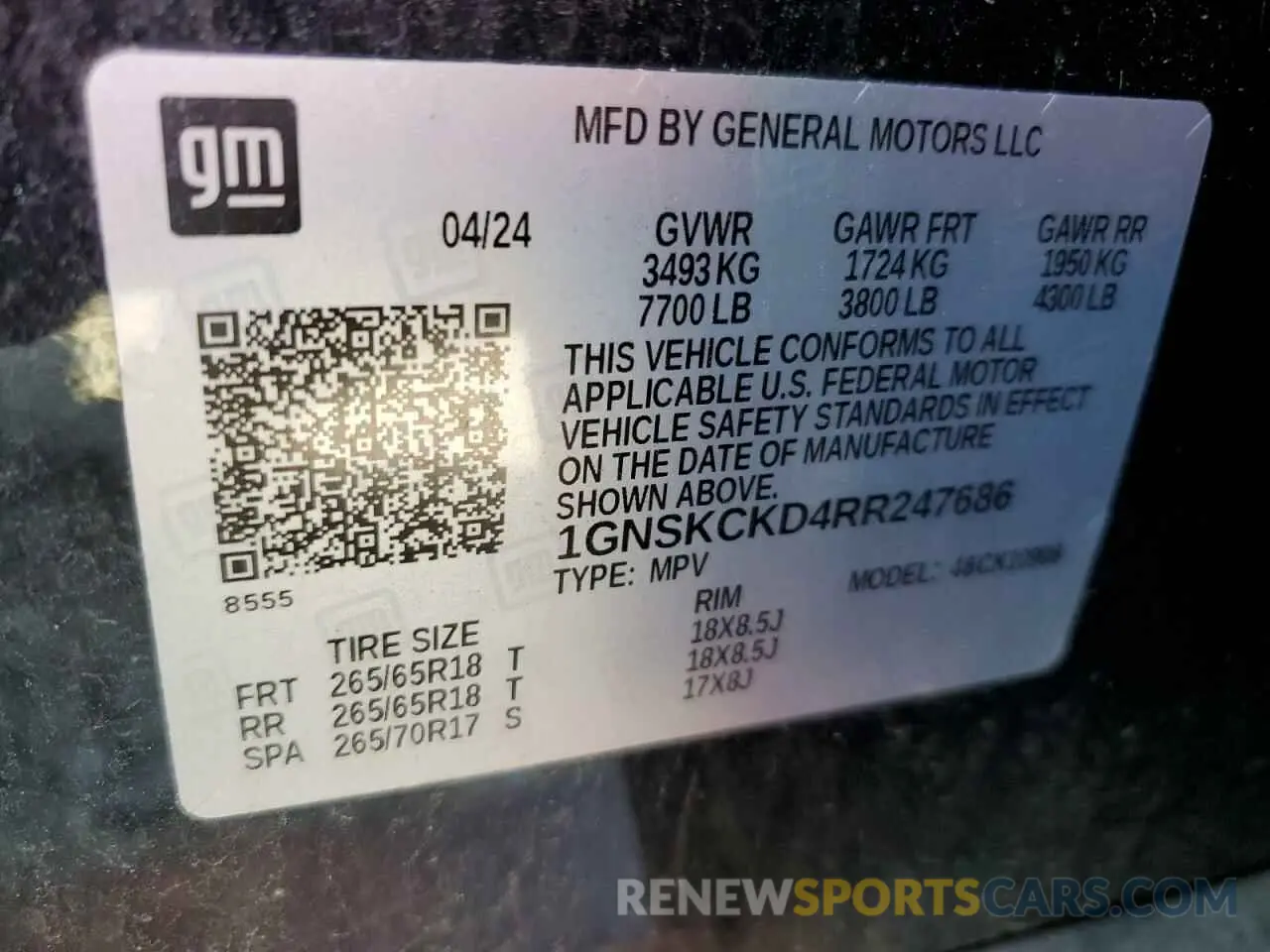 13 Фотография поврежденного автомобиля 1GNSKCKD4RR247686 CHEVROLET SUBURBAN 2024