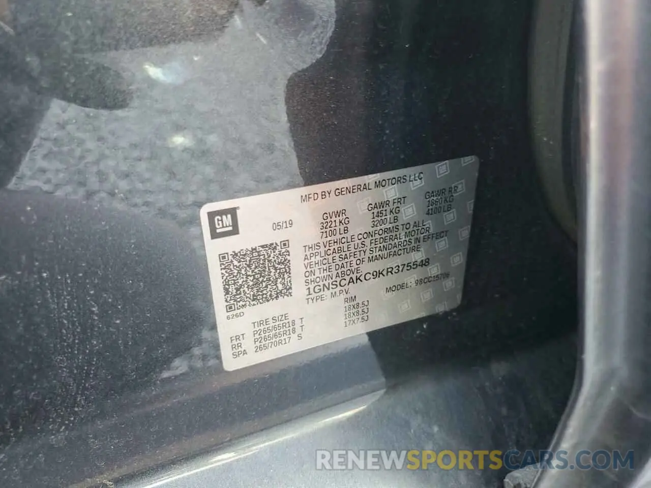 13 Фотография поврежденного автомобиля 1GNSCAKC9KR375548 CHEVROLET TAHOE 2019