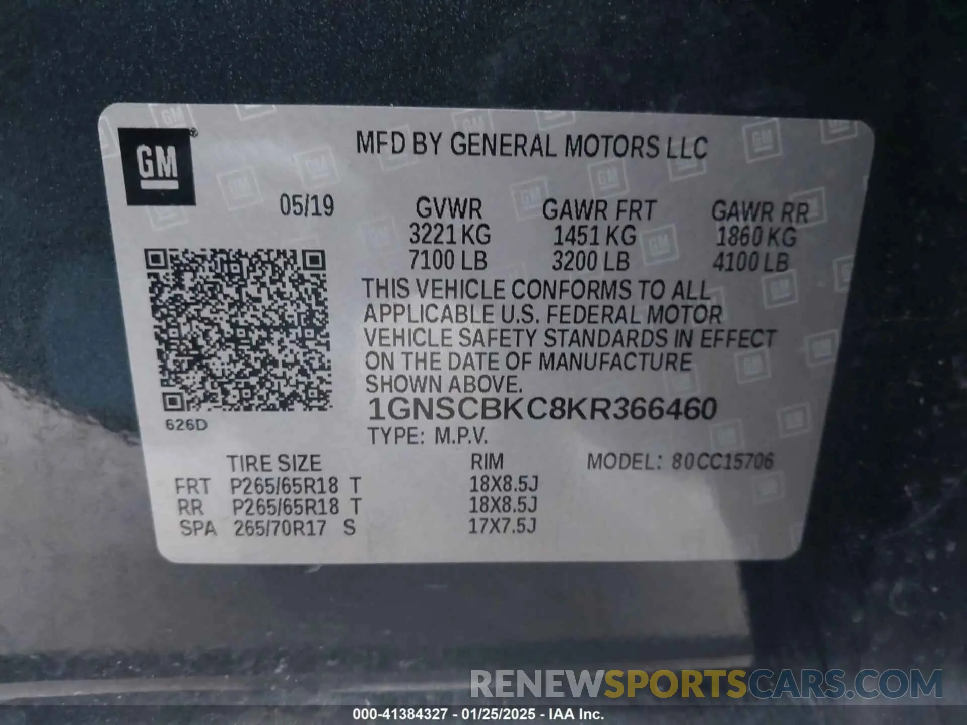 9 Фотография поврежденного автомобиля 1GNSCBKC8KR366460 CHEVROLET TAHOE 2019