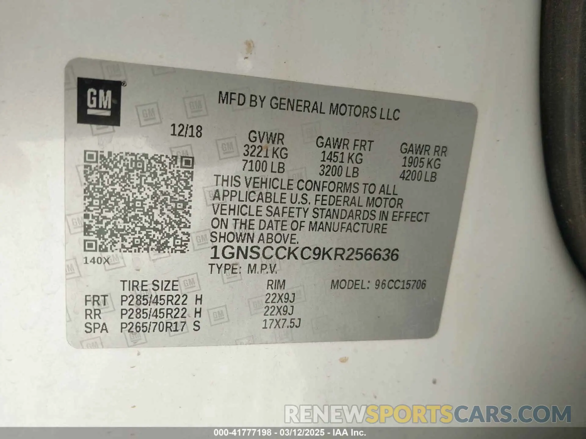 9 Фотография поврежденного автомобиля 1GNSCCKC9KR256636 CHEVROLET TAHOE 2019