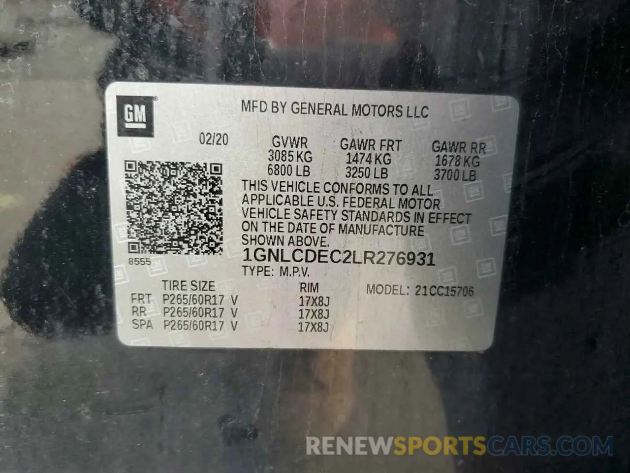 13 Photograph of a damaged car 1GNLCDEC2LR276931 CHEVROLET TAHOE 2020