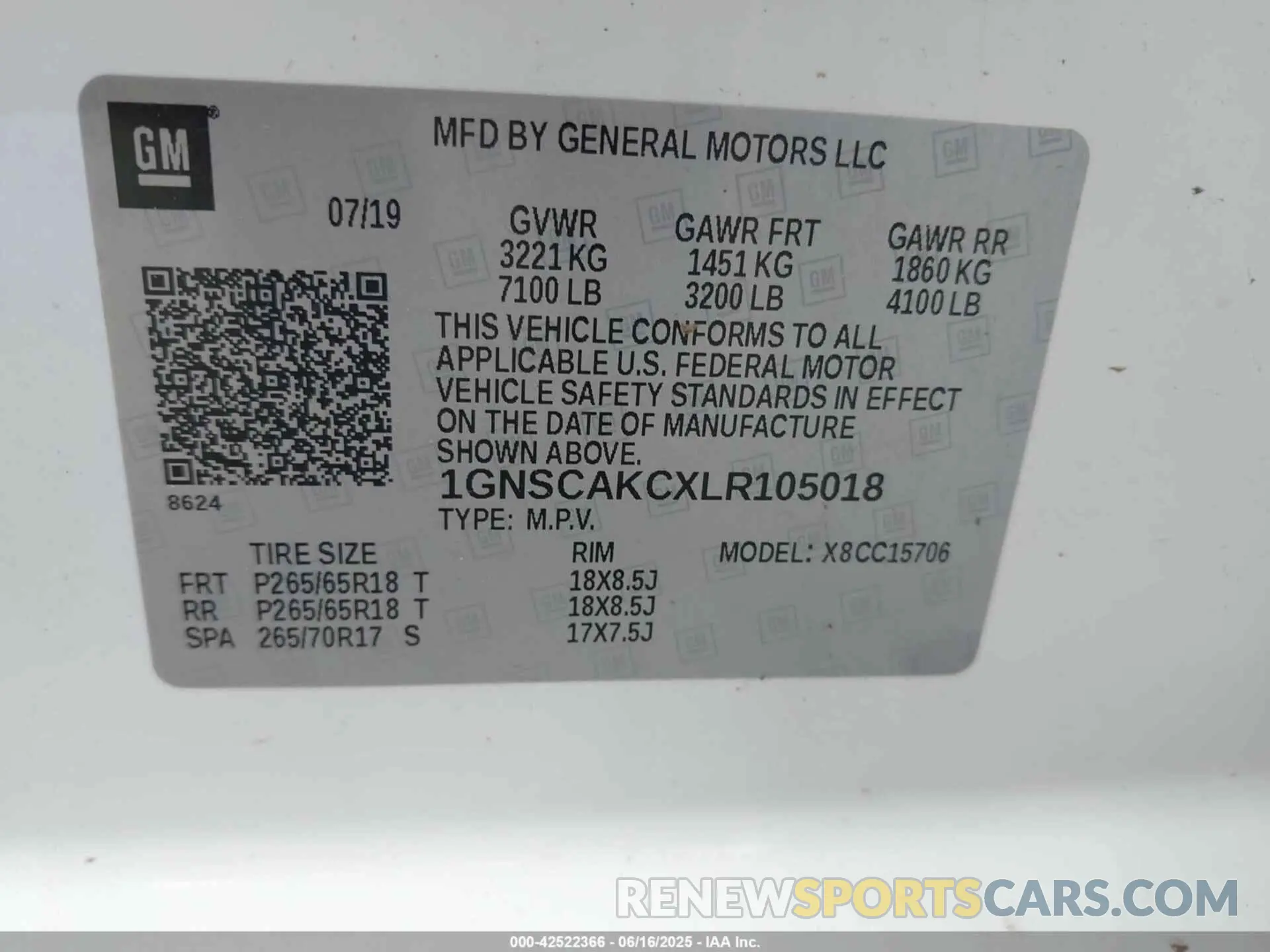9 Photograph of a damaged car 1GNSCAKCXLR105018 CHEVROLET TAHOE 2020