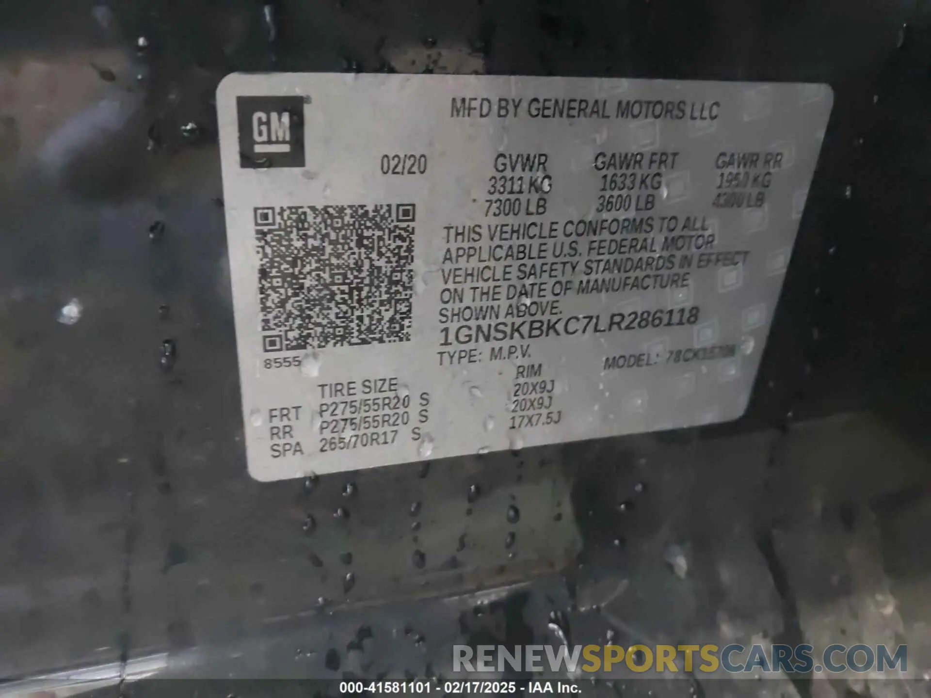 9 Фотография поврежденного автомобиля 1GNSKBKC7LR286118 CHEVROLET TAHOE 2020