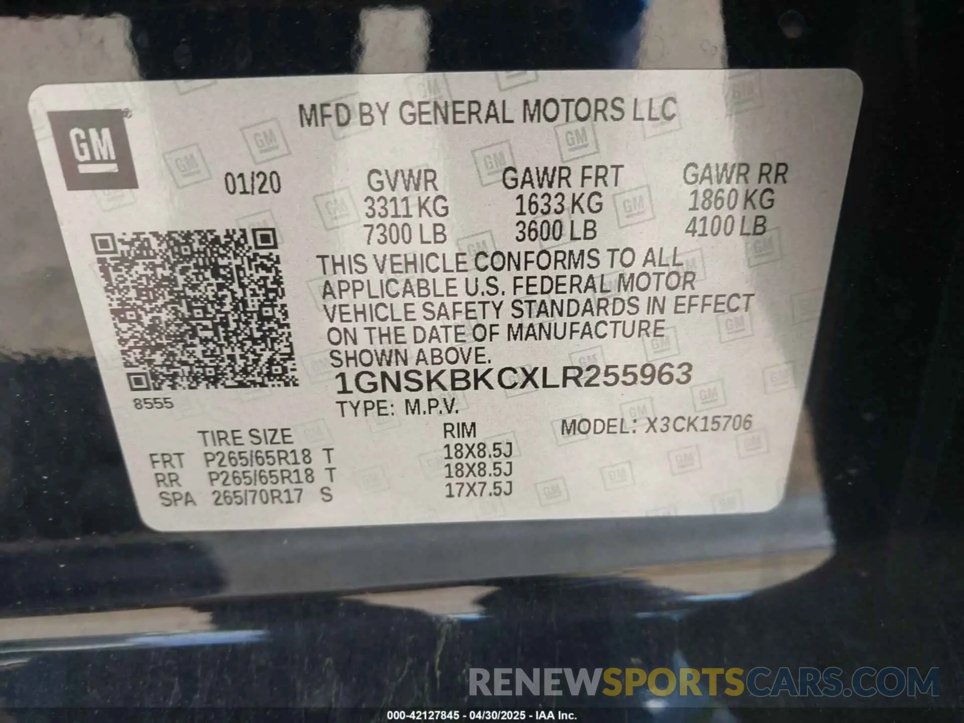9 Photograph of a damaged car 1GNSKBKCXLR255963 CHEVROLET TAHOE 2020