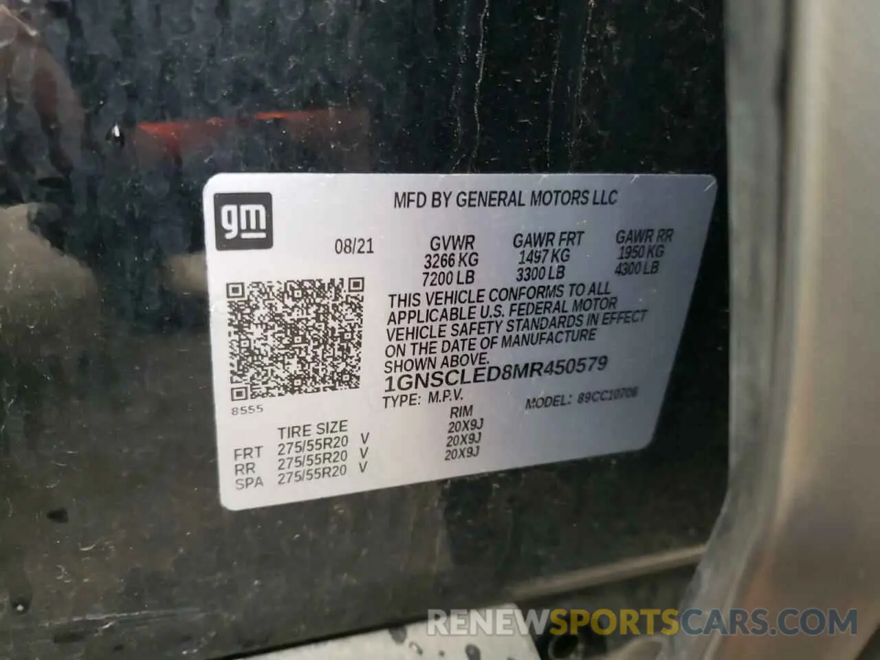 14 Photograph of a damaged car 1GNSCLED8MR450579 CHEVROLET TAHOE 2021