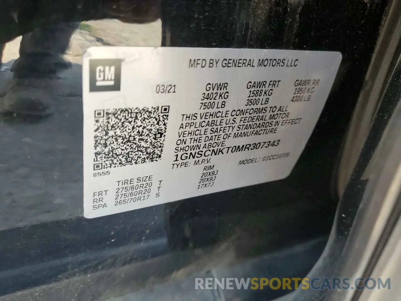 14 Photograph of a damaged car 1GNSCNKT0MR307343 CHEVROLET TAHOE 2021