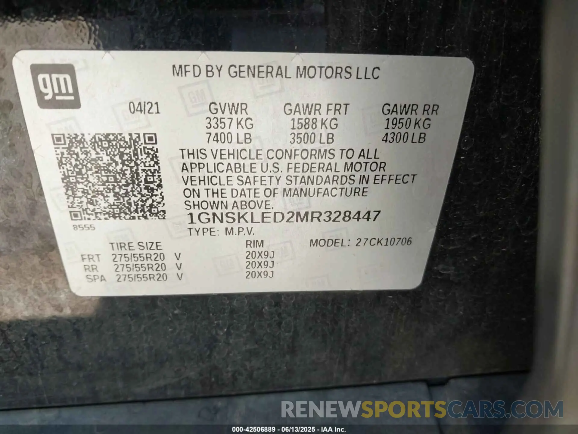 9 Photograph of a damaged car 1GNSKLED2MR328447 CHEVROLET TAHOE 2021