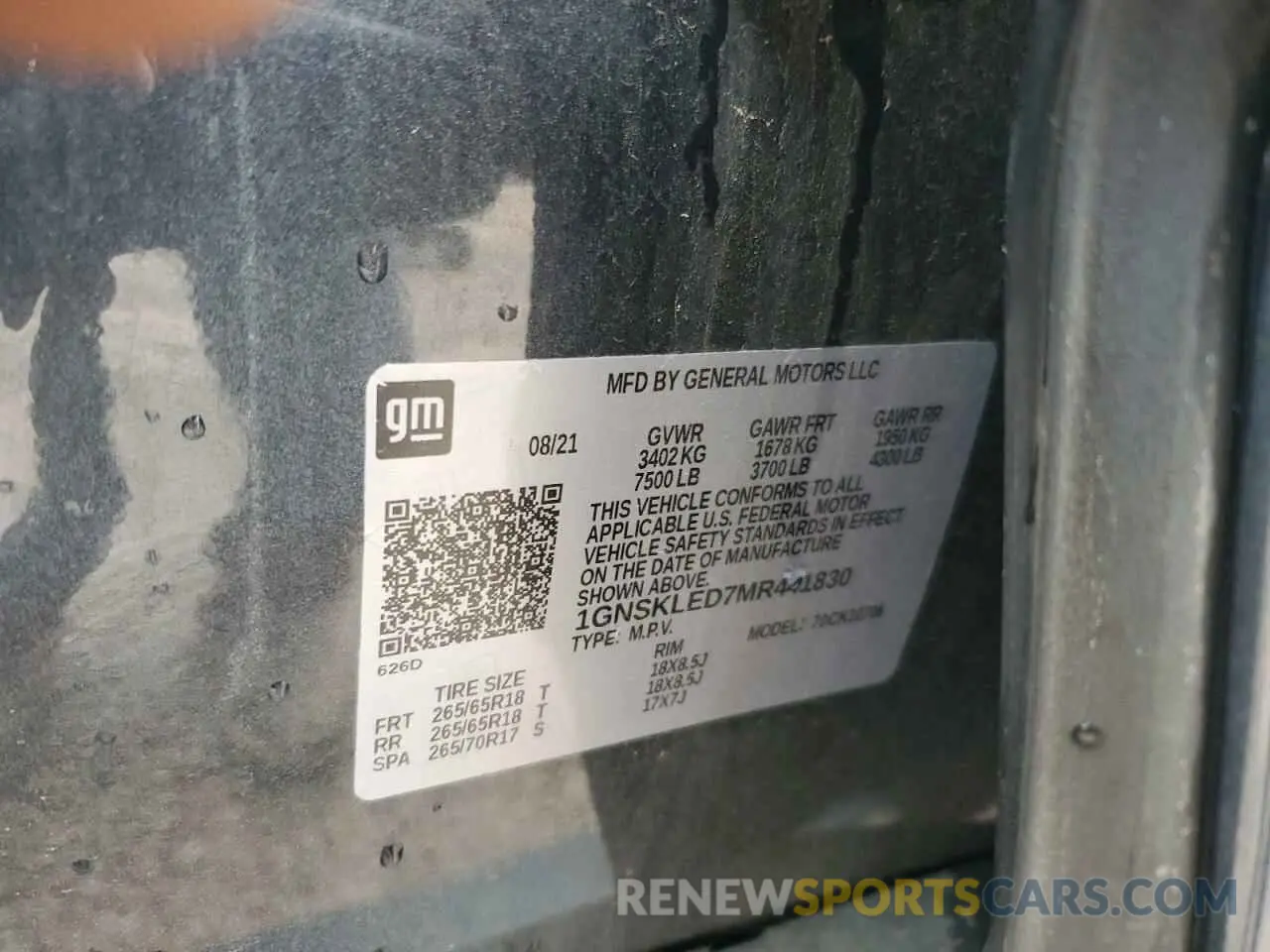 13 Photograph of a damaged car 1GNSKLED7MR441830 CHEVROLET TAHOE 2021