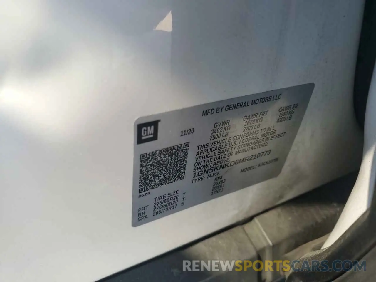 13 Фотография поврежденного автомобиля 1GNSKNKD6MR210773 CHEVROLET TAHOE 2021