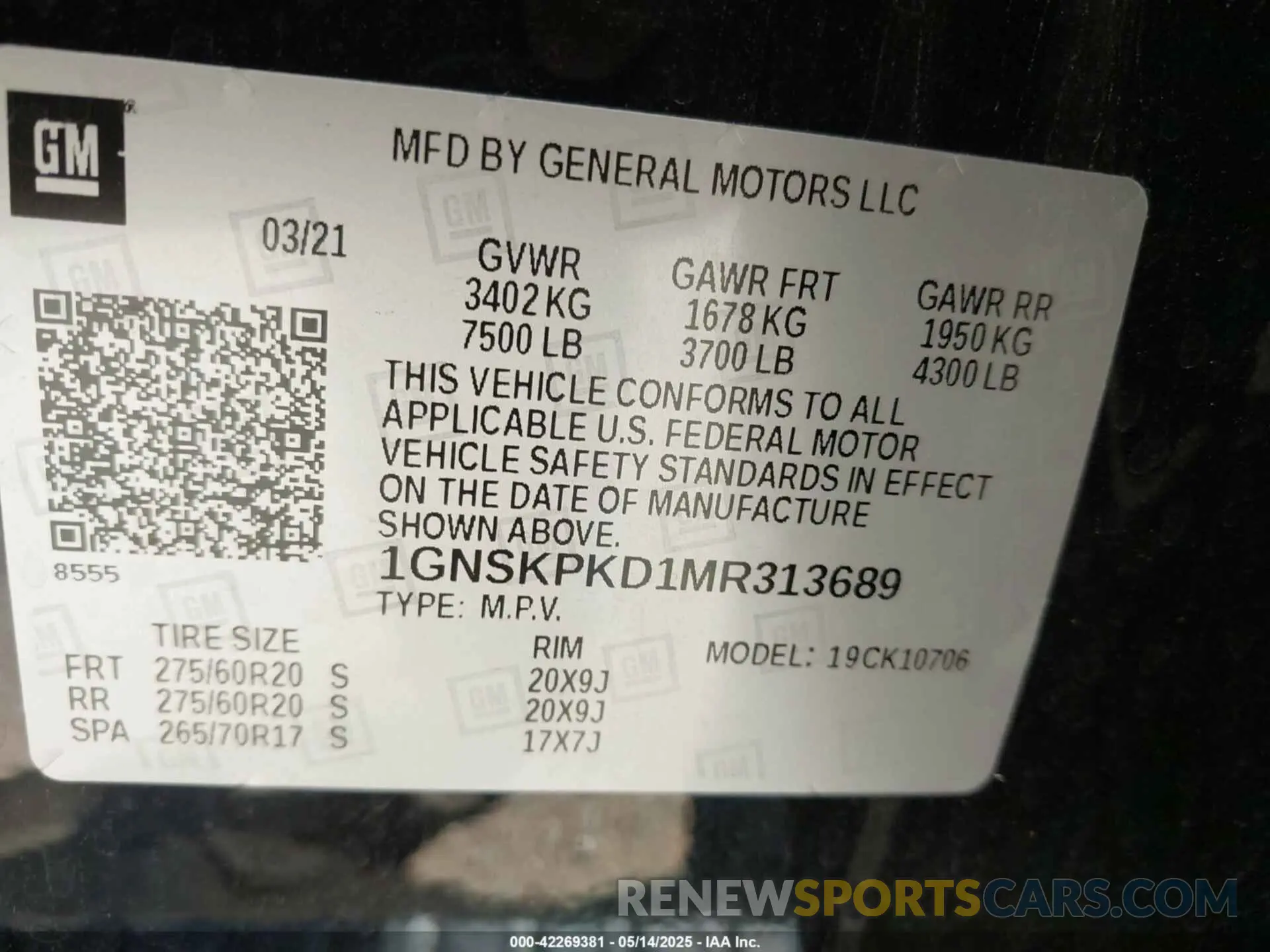 9 Фотография поврежденного автомобиля 1GNSKPKD1MR313689 CHEVROLET TAHOE 2021
