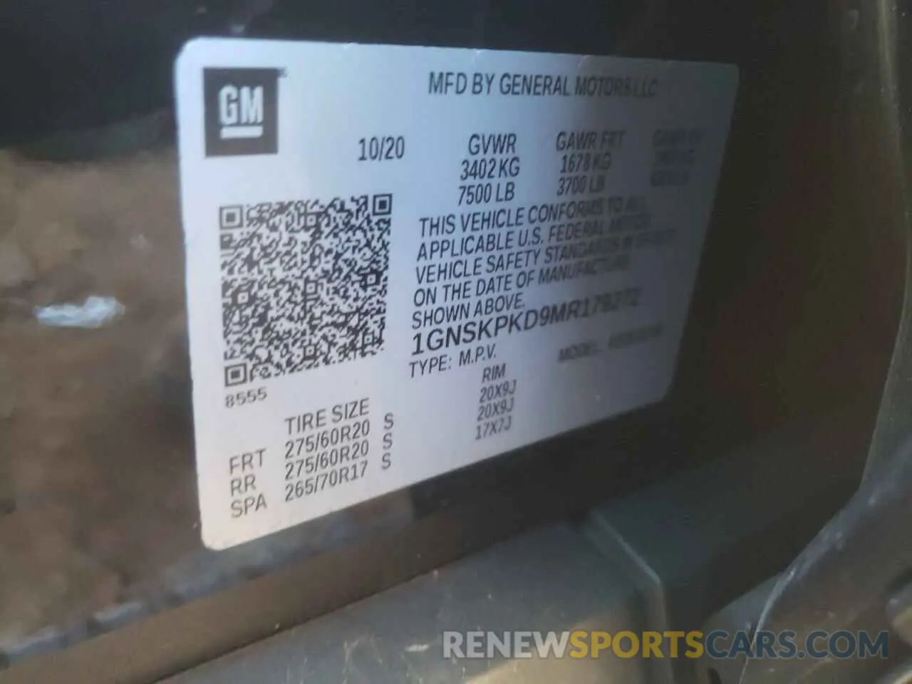 13 Фотография поврежденного автомобиля 1GNSKPKD9MR179272 CHEVROLET TAHOE 2021