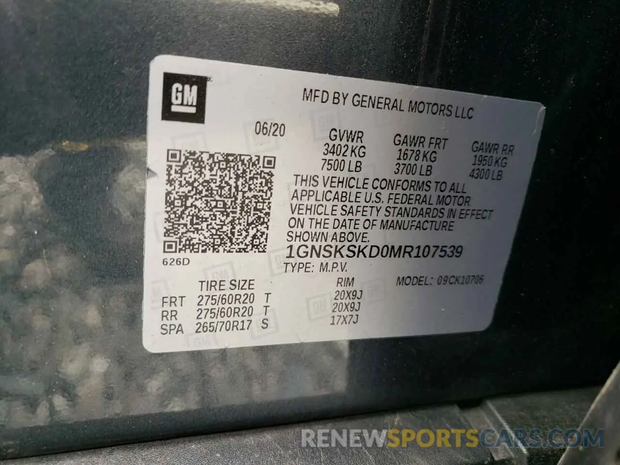 13 Photograph of a damaged car 1GNSKSKD0MR107539 CHEVROLET TAHOE 2021