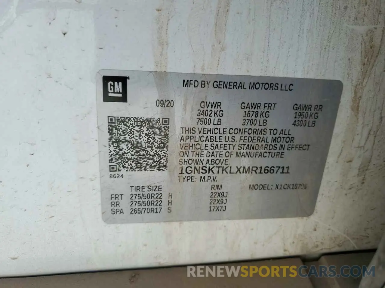 15 Photograph of a damaged car 1GNSKTKLXMR166711 CHEVROLET TAHOE 2021