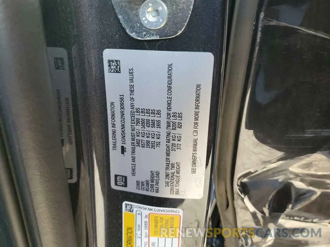 12 Photograph of a damaged car 1GNSKNKD2NR309561 CHEVROLET TAHOE 2022