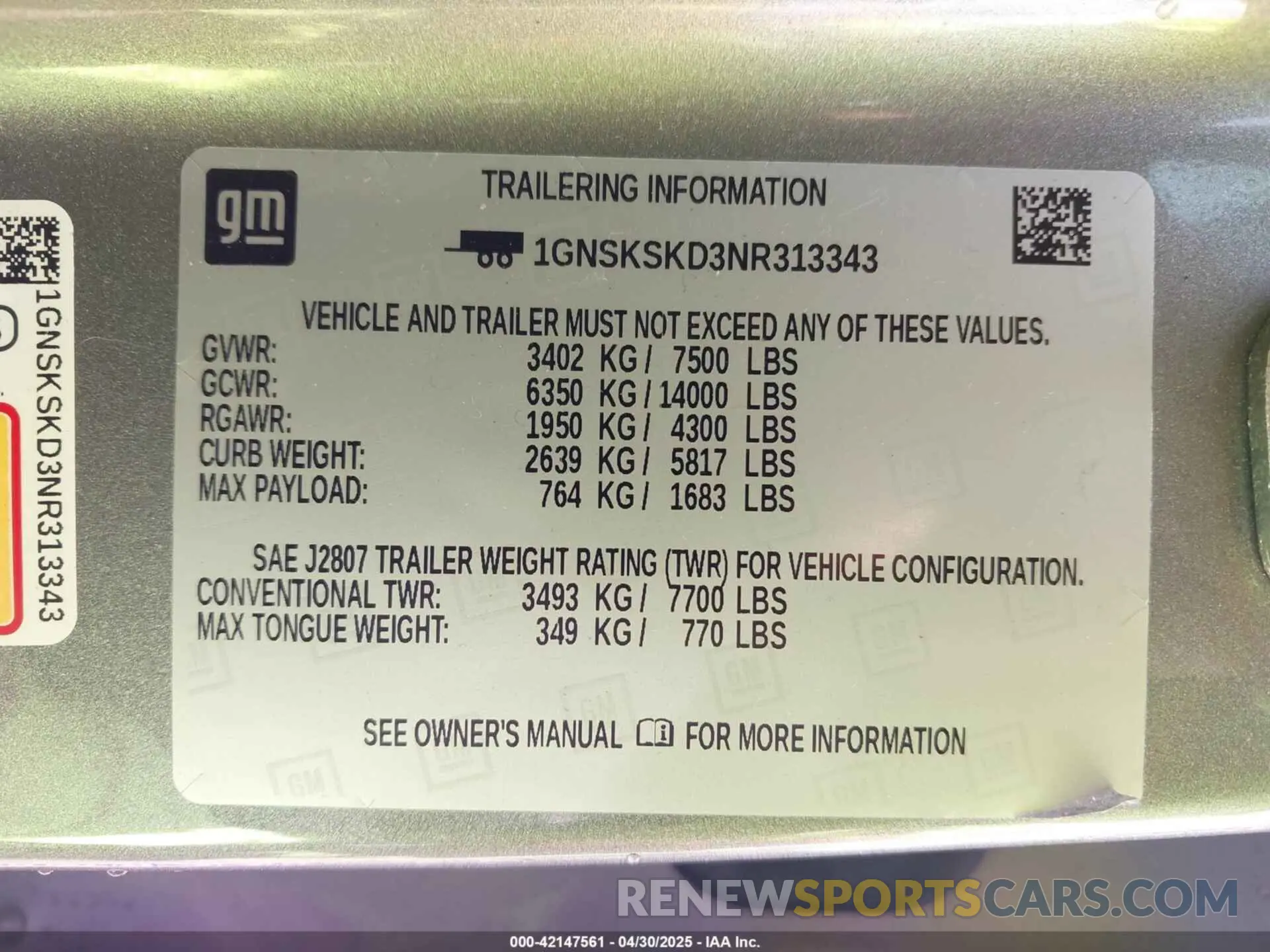 9 Photograph of a damaged car 1GNSKSKD3NR313343 CHEVROLET TAHOE 2022