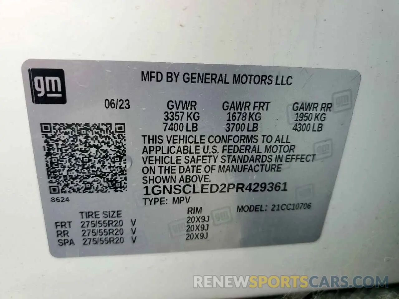 13 Фотография поврежденного автомобиля 1GNSCLED2PR429361 CHEVROLET TAHOE 2023