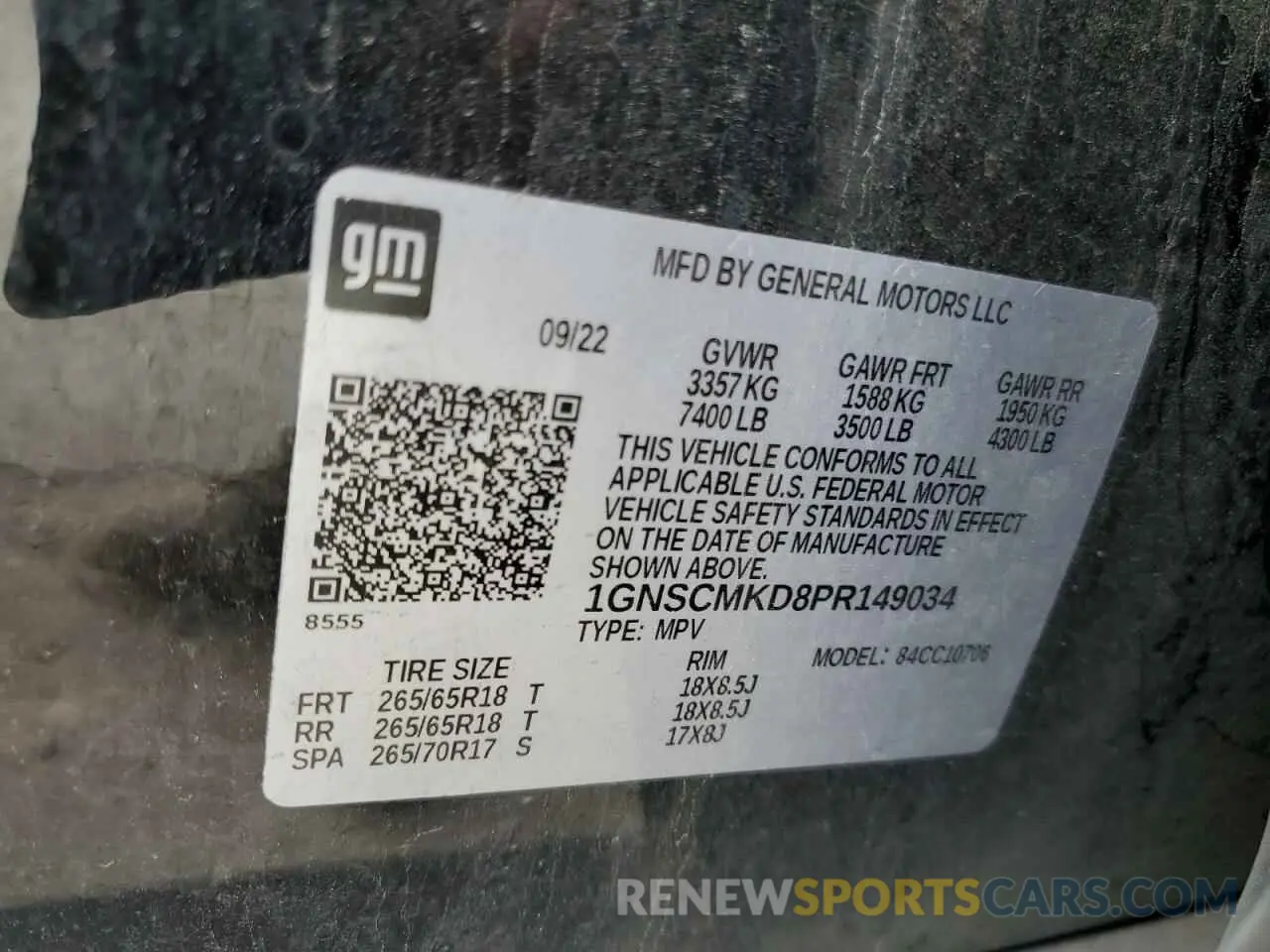 13 Фотография поврежденного автомобиля 1GNSCMKD8PR149034 CHEVROLET TAHOE 2023