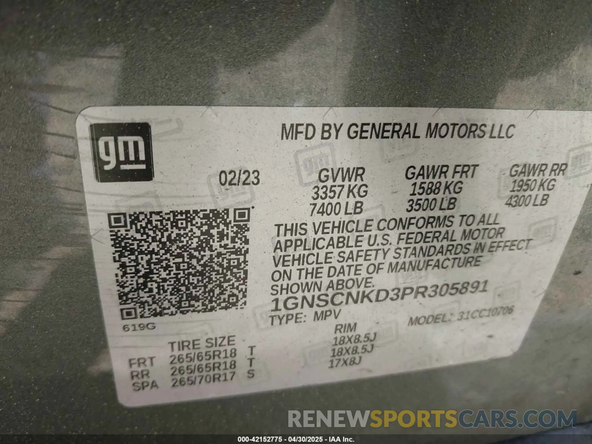 9 Фотография поврежденного автомобиля 1GNSCNKD3PR305891 CHEVROLET TAHOE 2023