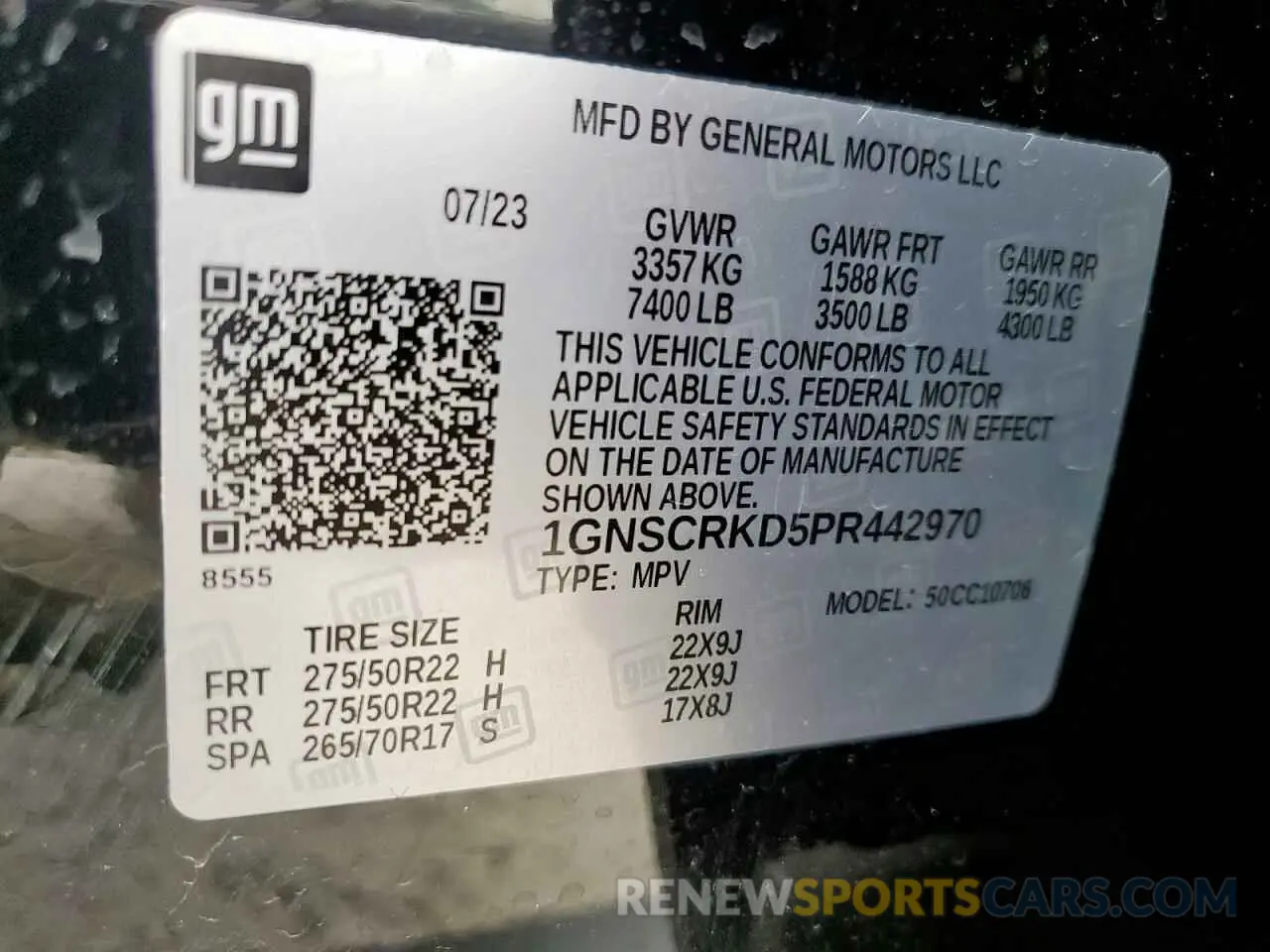 13 Photograph of a damaged car 1GNSCRKD5PR442970 CHEVROLET TAHOE 2023