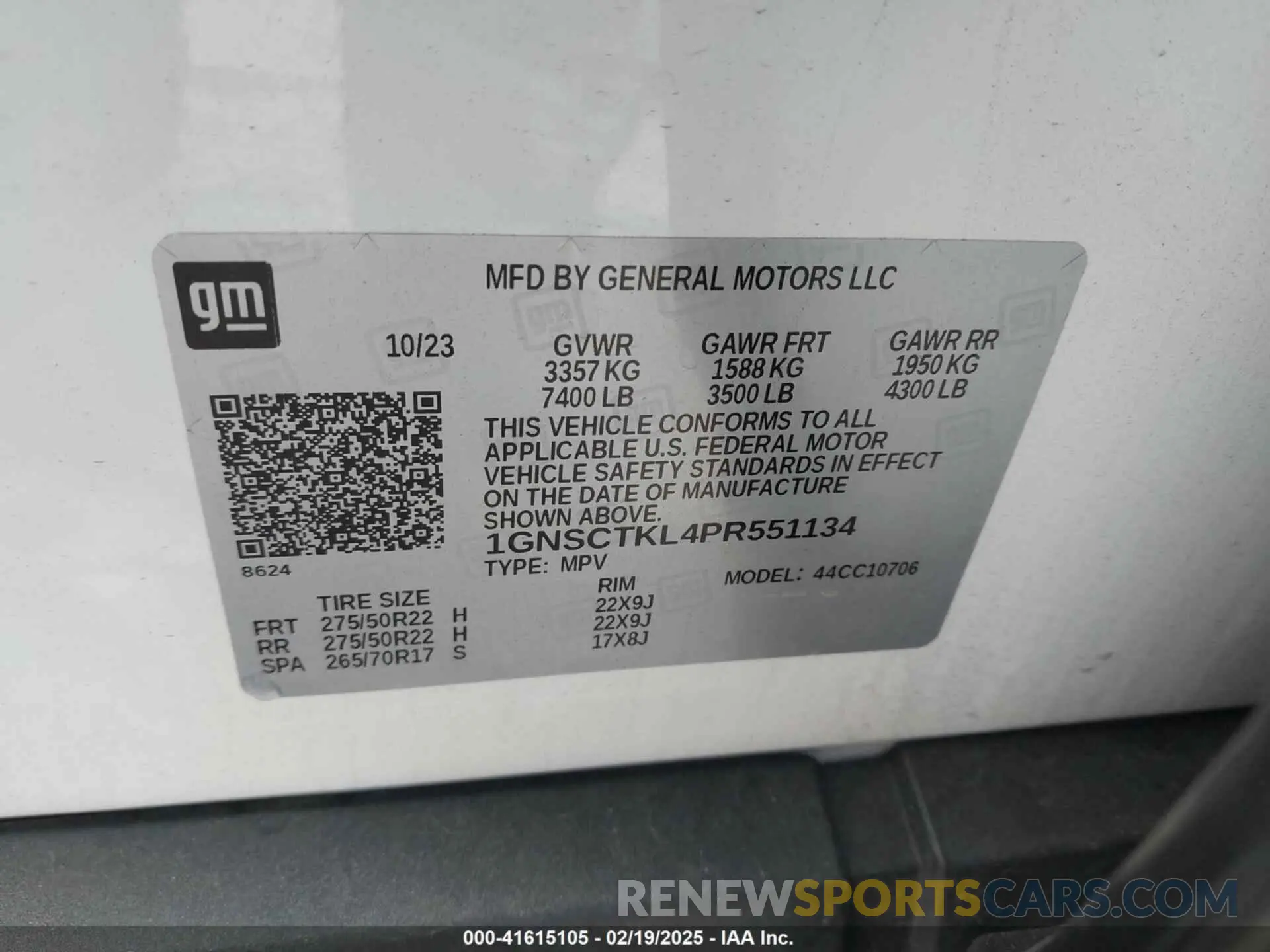 9 Фотография поврежденного автомобиля 1GNSCTKL4PR551134 CHEVROLET TAHOE 2023